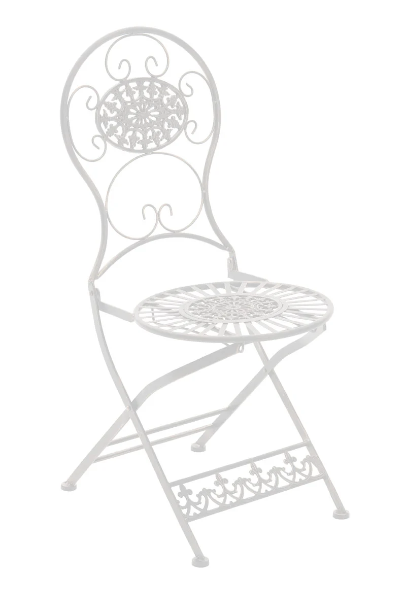 Chaise de jardin balcon terrasse design rustique pliable en métal blanc 10_0004000
