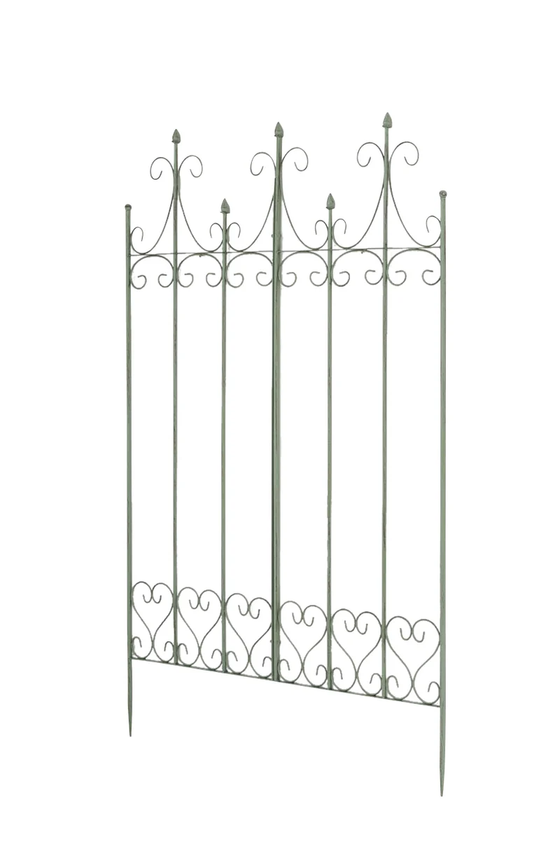 Treillis de jardin support plantes grimpantes décoration métal vert vieilli 10_0003882