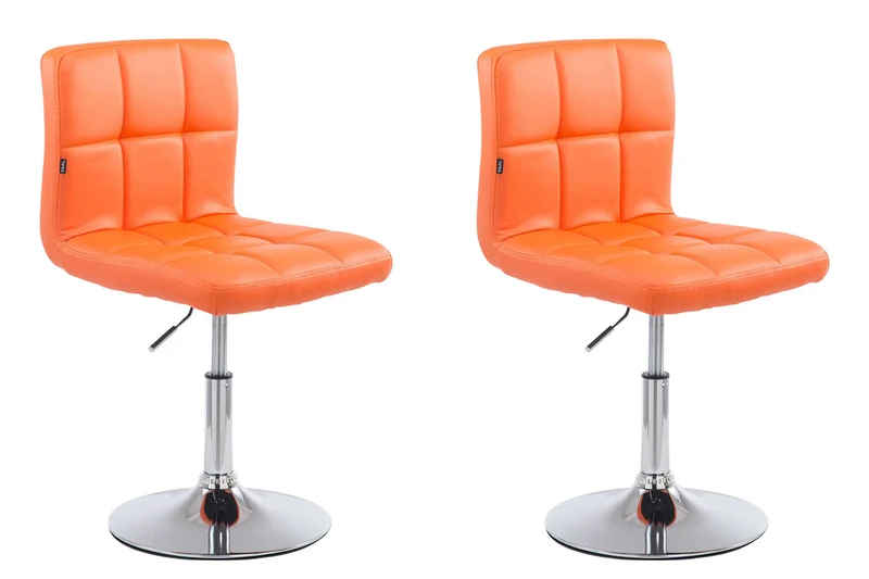 Lot de 2 chaises de salle à manger style moderne et design en synthétique orange hauteur réglable pivotant pieds en métal 10_CDS10090