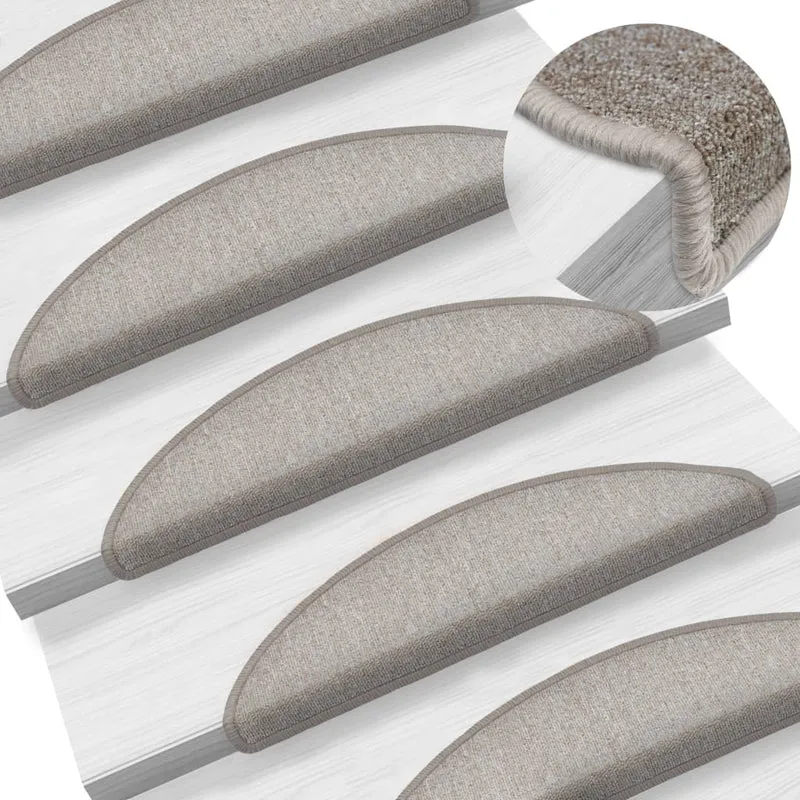 Tapis d'escalier 15 pièces Taupe 56 x 17 x 3 cm DEC023550