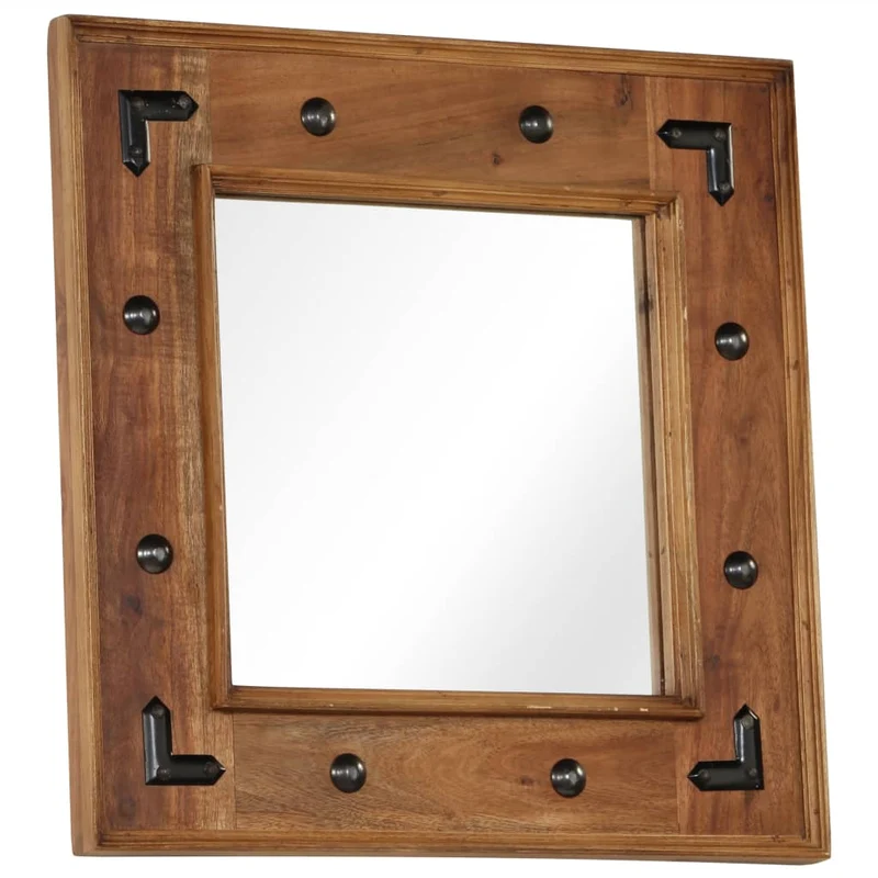 Miroir mural en bois d'acacia massif 50 x 50 cm DEC022729