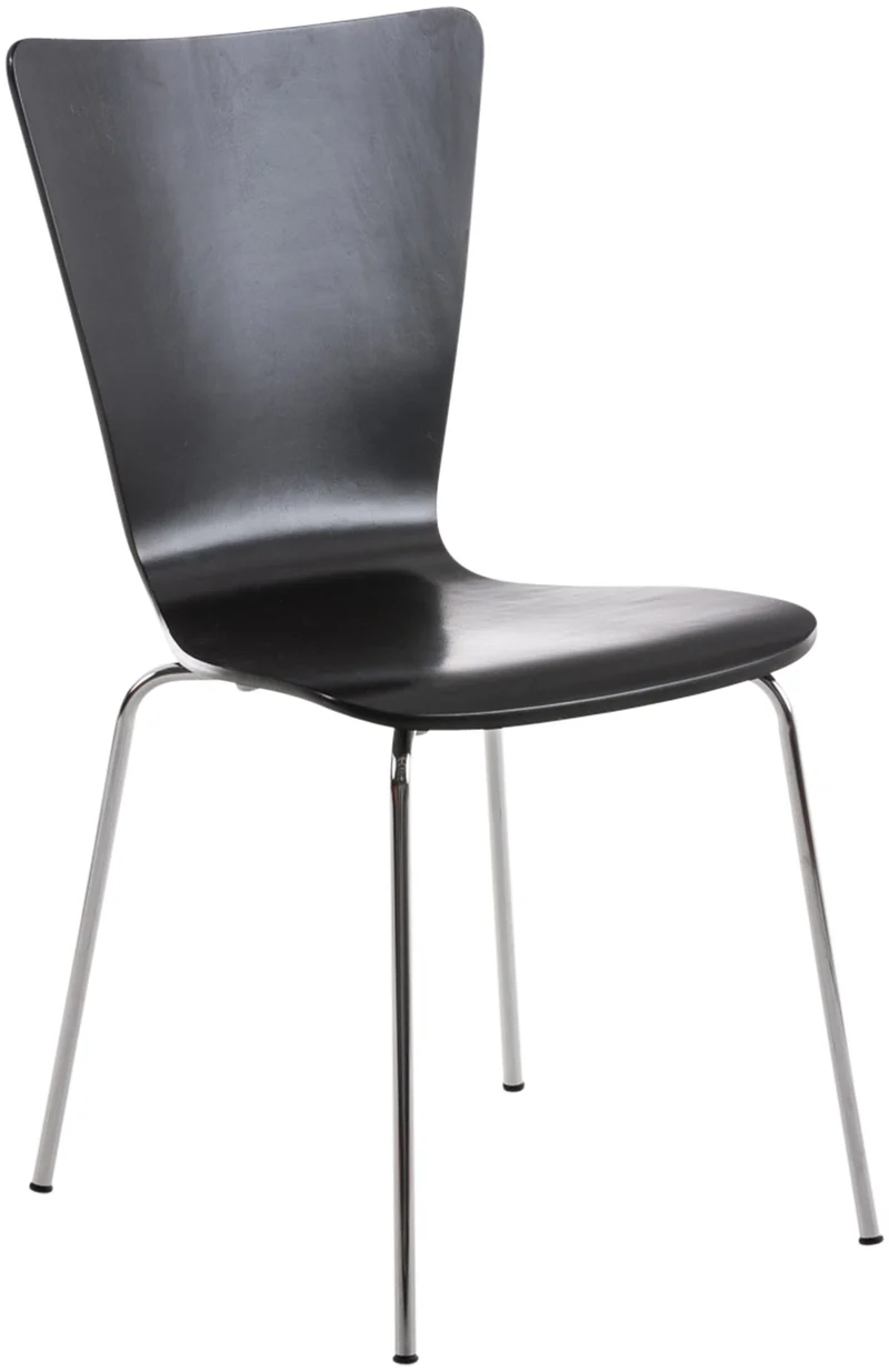 Chaise de cuisine salle à manger x1 empilable en bois noir et structure stable à quatre pieds en métal 10_0003243