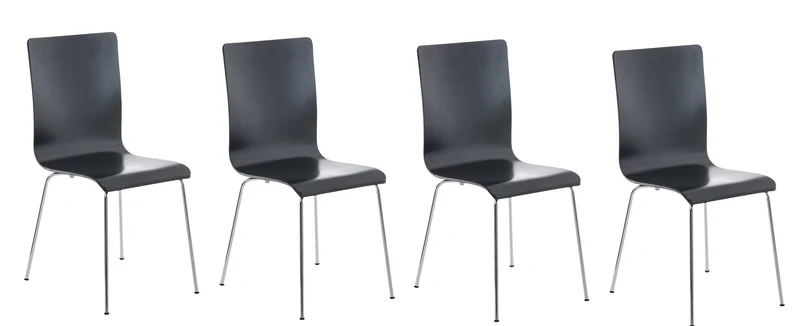 Lot de 4 chaises de cuisine en bois noir et métal CDS10167