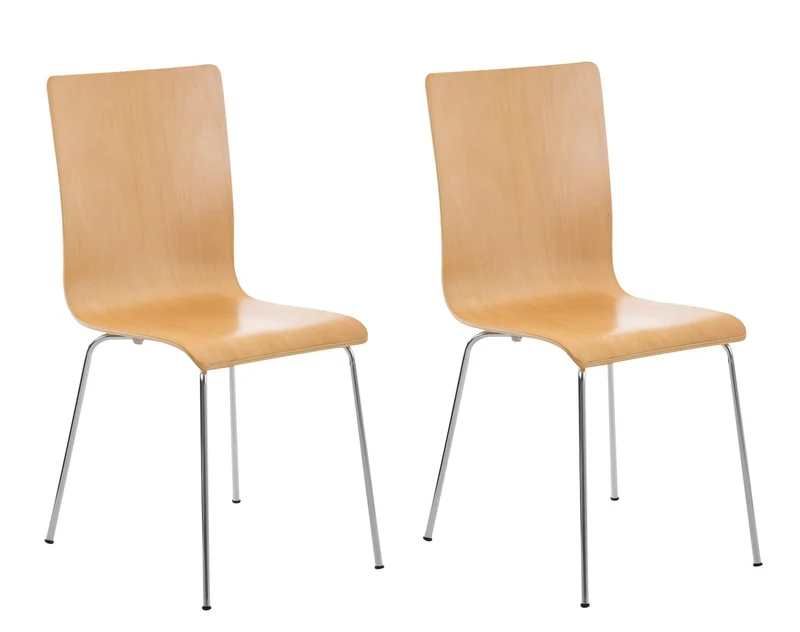 Lot de 2 chaises de cuisine en bois nature et métal CDS10069
