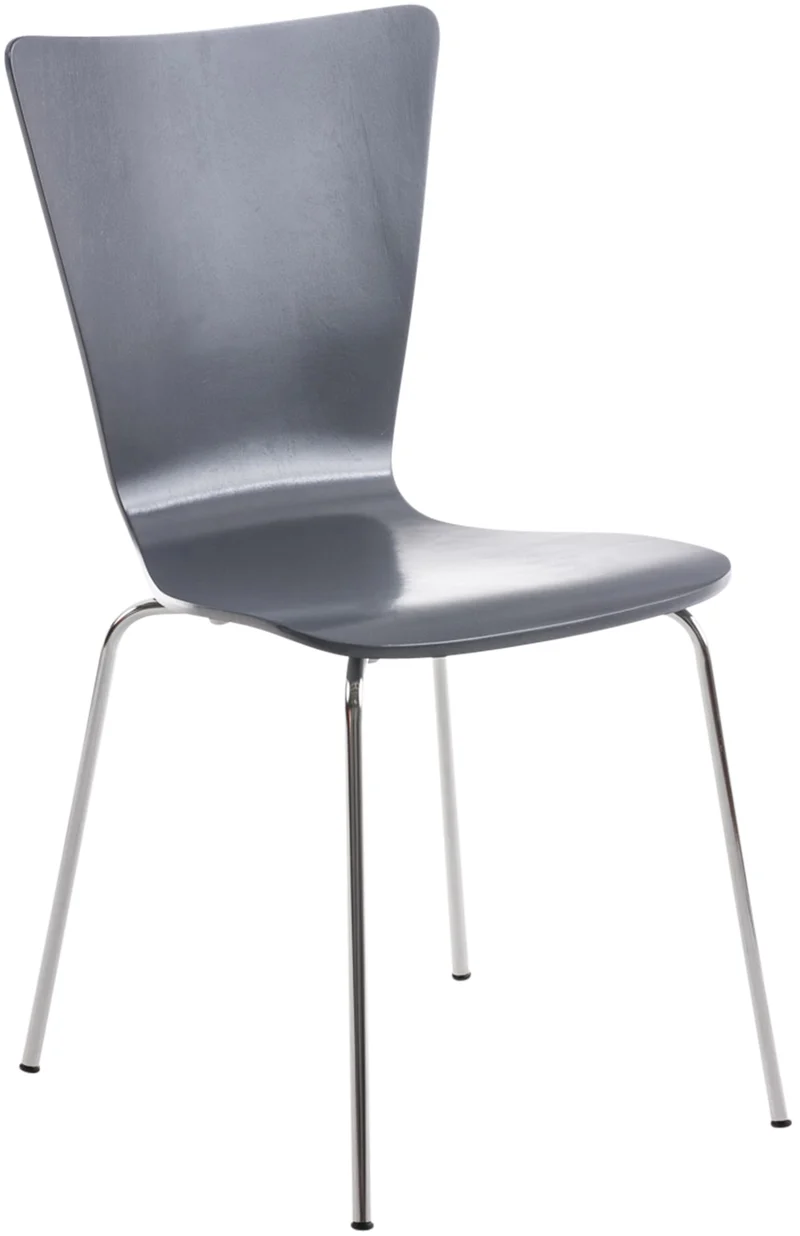 Chaise de cuisine salle à manger x1 empilable en bois gris et structure stable à quatre pieds en métal 10_0003241