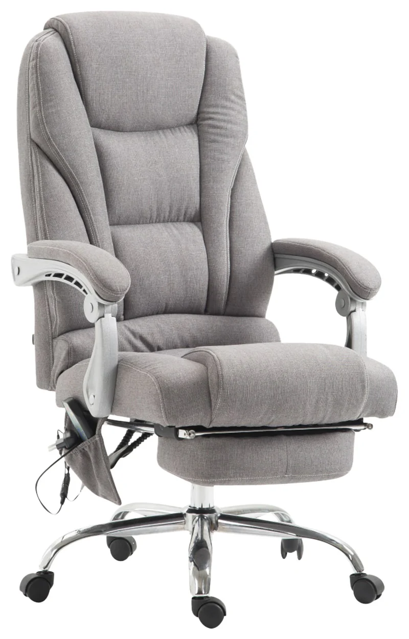 Fauteuil de bureau avec fonction massage et repose-pieds ajustables en tissu gris 10_0002591