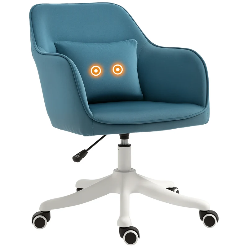 Chaise de bureau 55 x 70 x 78-86 cm pivotante 360° massante coussin lombaire réglable contemporain en polyester bleu 21_0006183