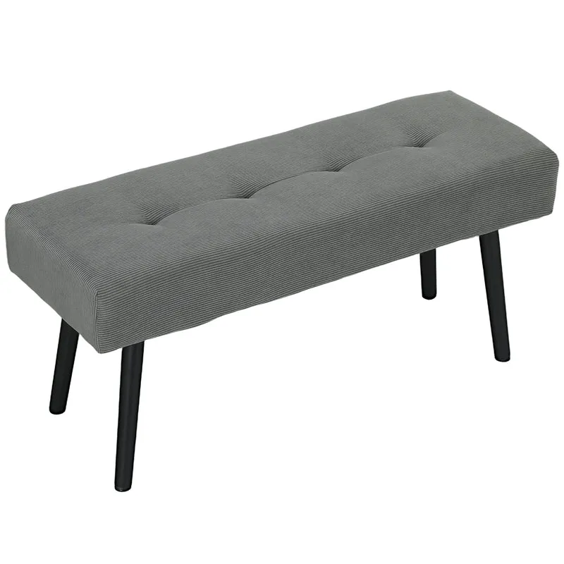 Banc bout de lit rembourré 100 x 36 x 45 cm assise 13 cm confortable supporte 220 kg moderne en velours côtelé gris 21_0001645