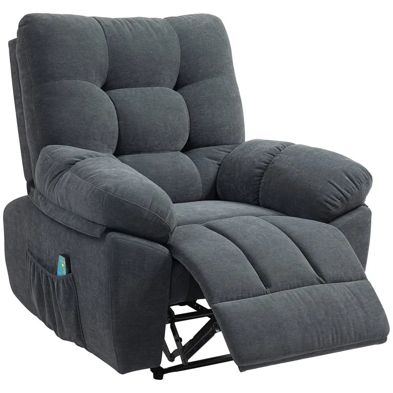 Fauteuil de massage relax inclinable salon 100 x 158 x 92 cm chauffant 8 points vibration contemporain en chenille gris 21_0000830