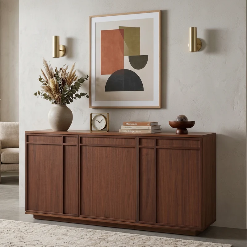 Meuble bas 3 portes placage noyer