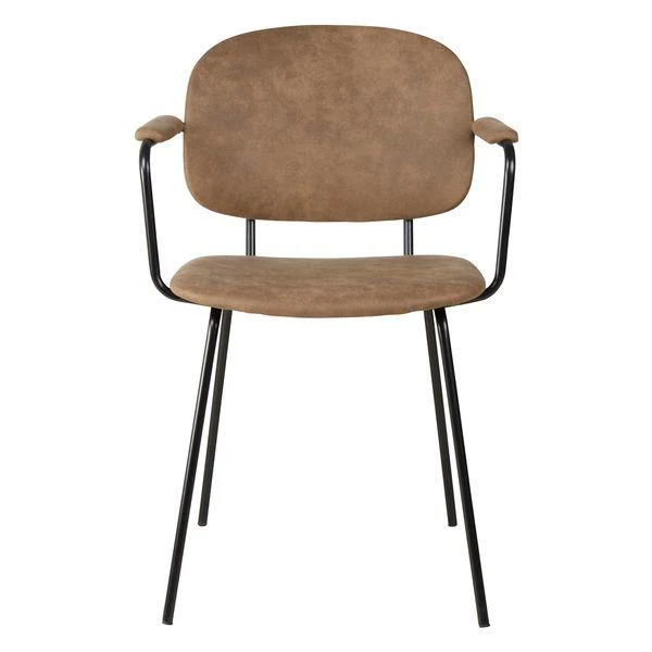 Fauteuil tissu effet daim marron foncé
