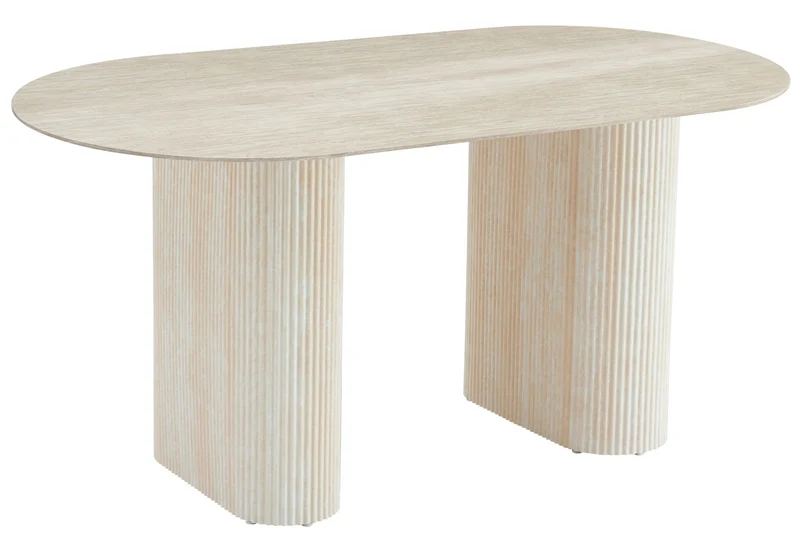 Table à manger ovale effet travertin minéral - Serena