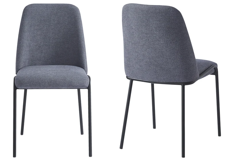 Chaise salle à manger effet lin anthracite - Malo x4
