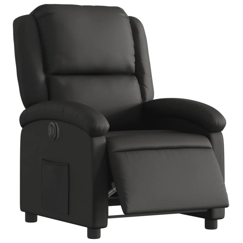 Fauteuil relax TV fonction d'inclinaison électrique très confortable en cuir véritable noir DEC028459
