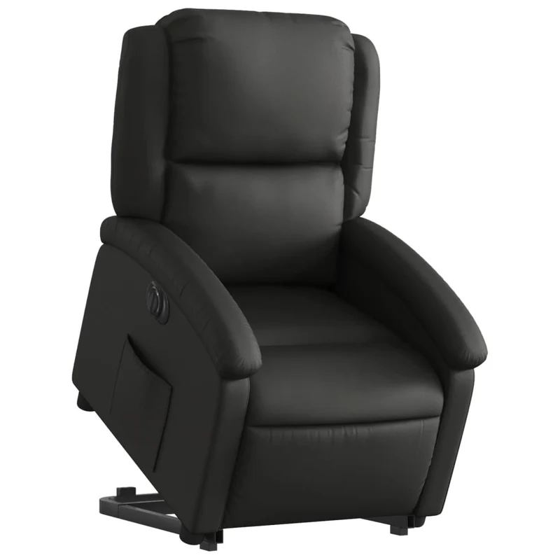 Fauteuil relax TV fonction de levage électrique très confortable en cuir véritable noir DEC028458