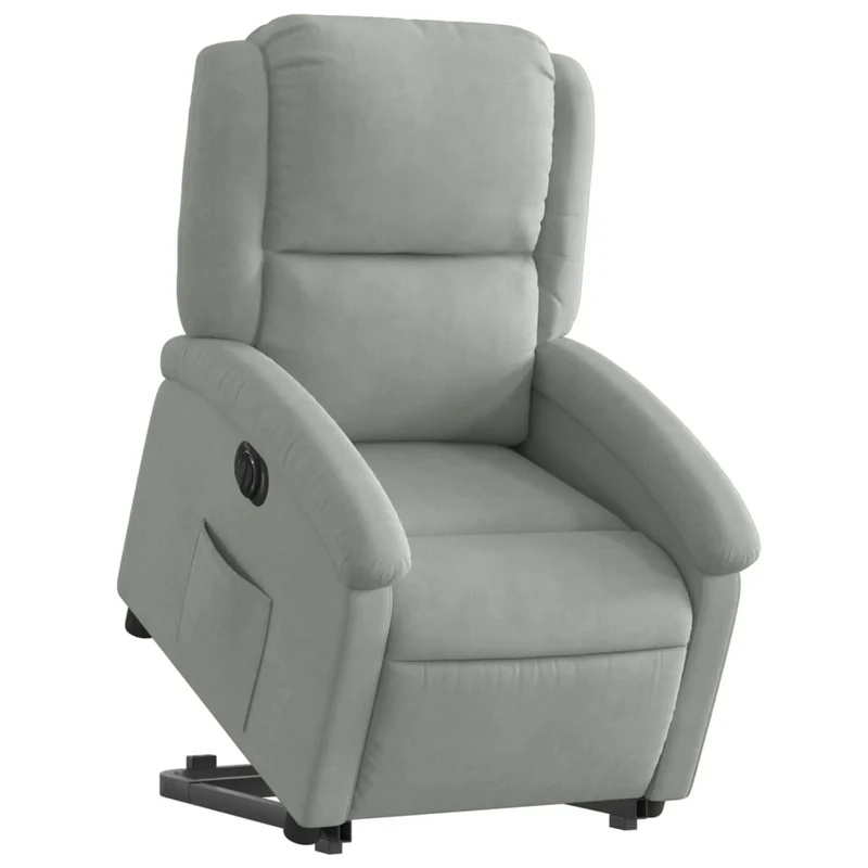 Fauteuil relax TV fonction de levage électrique très confortable en velours gris clair DEC028332