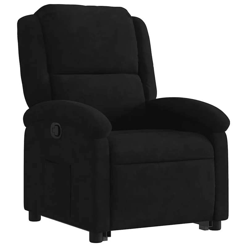 Fauteuil relax TV rembourrage confortable fonction de levage électrique en velours noir DEC028125