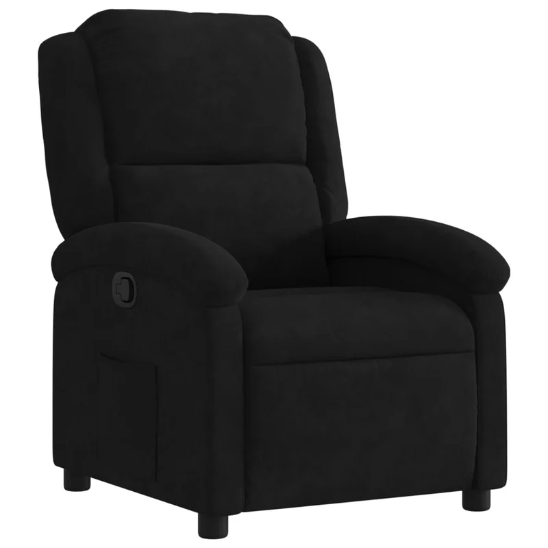Fauteuil relax TV rembourrage confortable fonction d'inclinaison manuelle en velours noir DEC028124