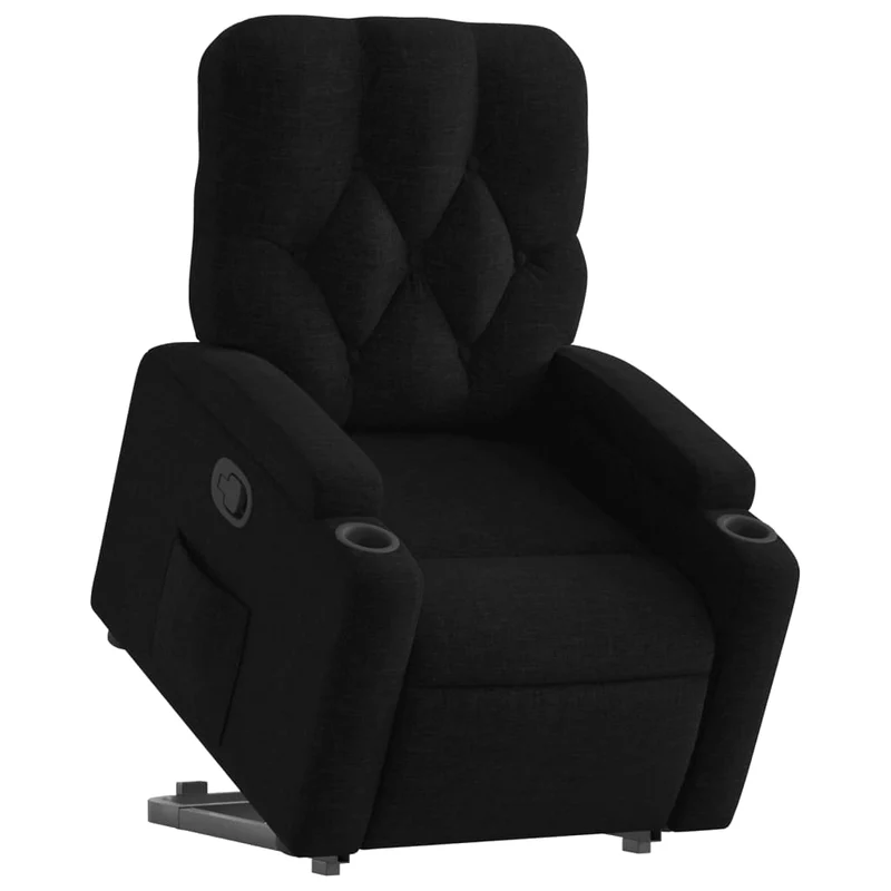 Fauteuil relax TV rembourrage confortable fonction de levage électrique en tissu noir DEC028112