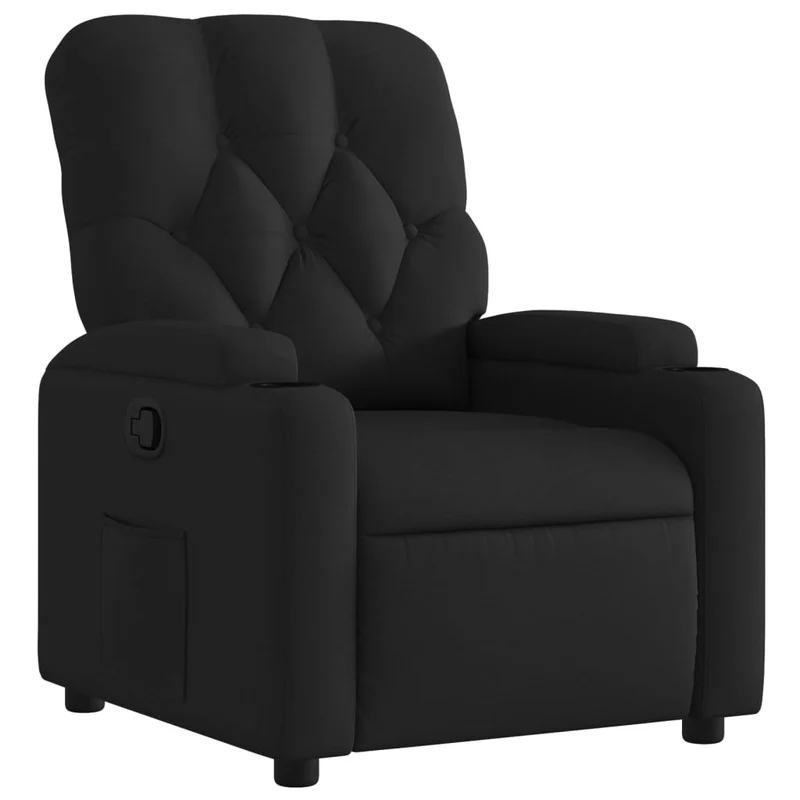 Fauteuil relax TV rembourrage confortable fonction d'inclinaison manuelle en tissu noir DEC028093