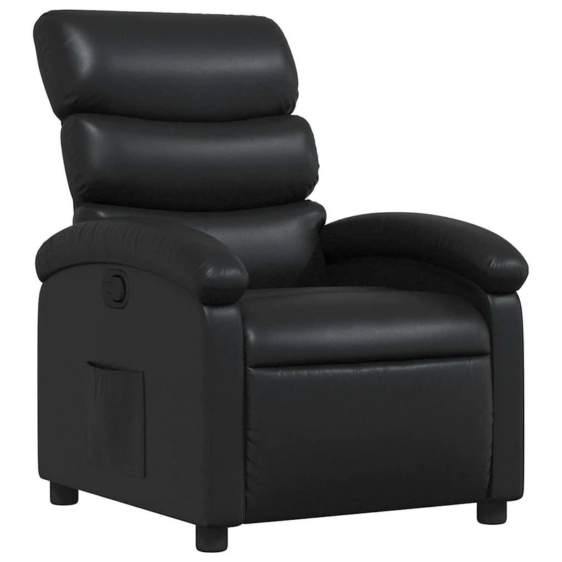 Fauteuil relax TV rembourrage confortable fonction d'inclinaison manuelle en PVC noir DEC028073