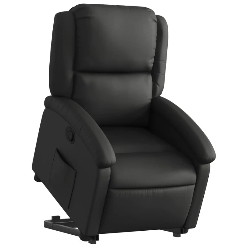 Fauteuil relax TV rembourrage confortable fonction de levage électrique en cuir véritable noir DEC028065