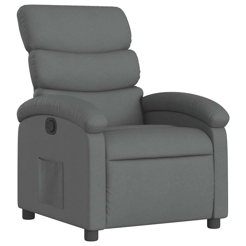 Fauteuil relax TV rembourrage confortable fonction d'inclinaison manuelle en tissu gris foncé DEC027953
