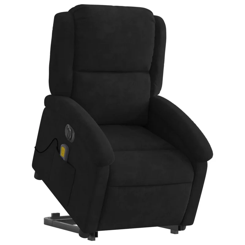 Fauteuil de relaxation fonction massage et inclinable 6 points de massage en velours noir DEC027828