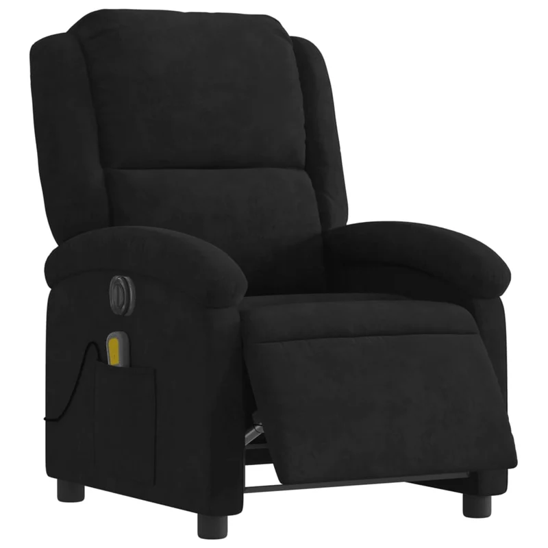 Fauteuil de relaxation fonction massage et inclinable 6 points de massage en velours noir DEC027827