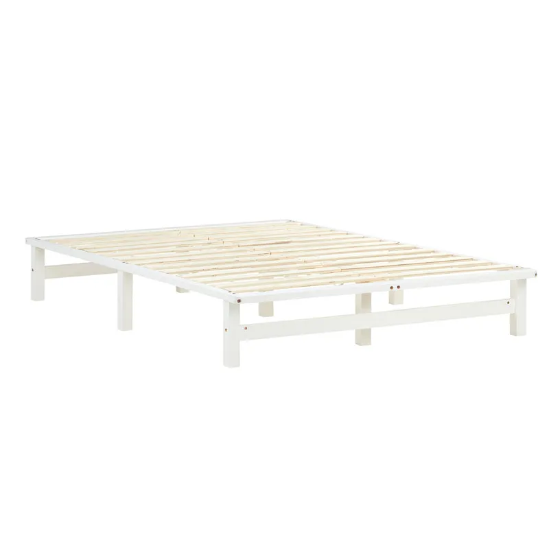 Lit design palette avec sommier à lattes 140x200 cm en bois massif blanc LIT06240