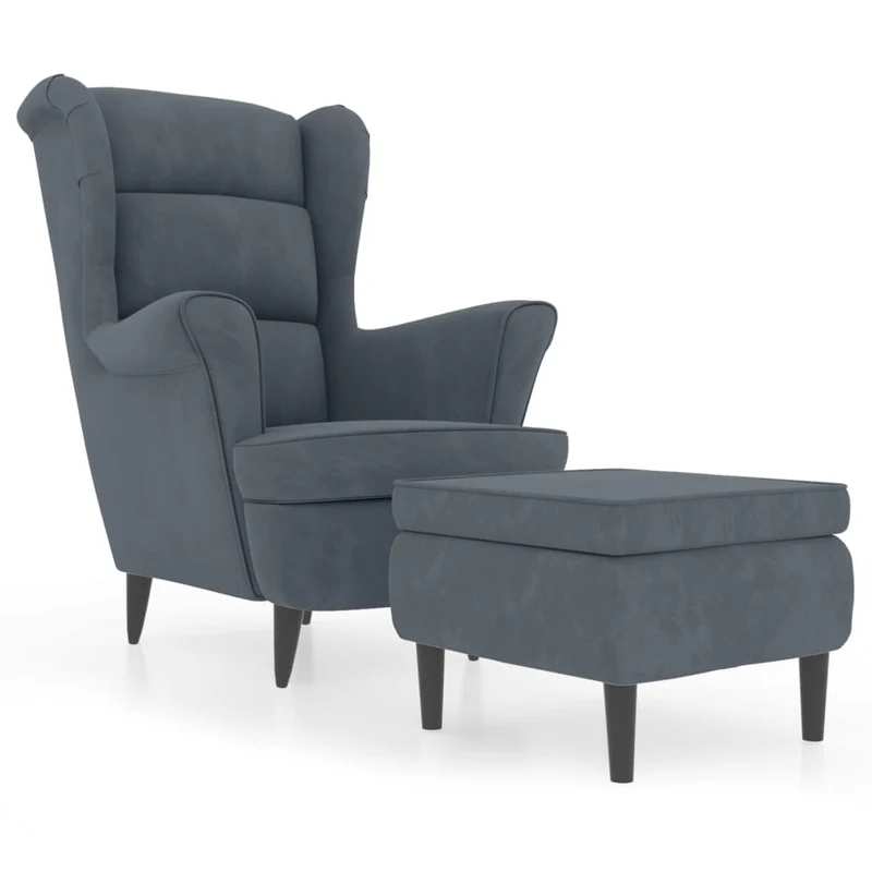 Fauteuils relax avec rebords latérals et repose-pieds en velours gris foncé DEC028693