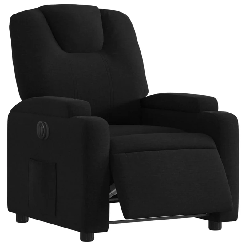 Fauteuil relax TV fonction d'inclinaison électrique très confortable en tissu noir DEC028502