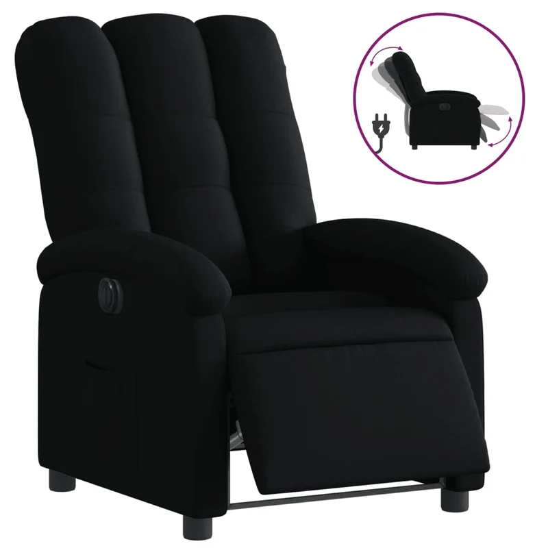 Fauteuil relax TV fonction d'inclinaison électrique très confortable en tissu noir DEC028490