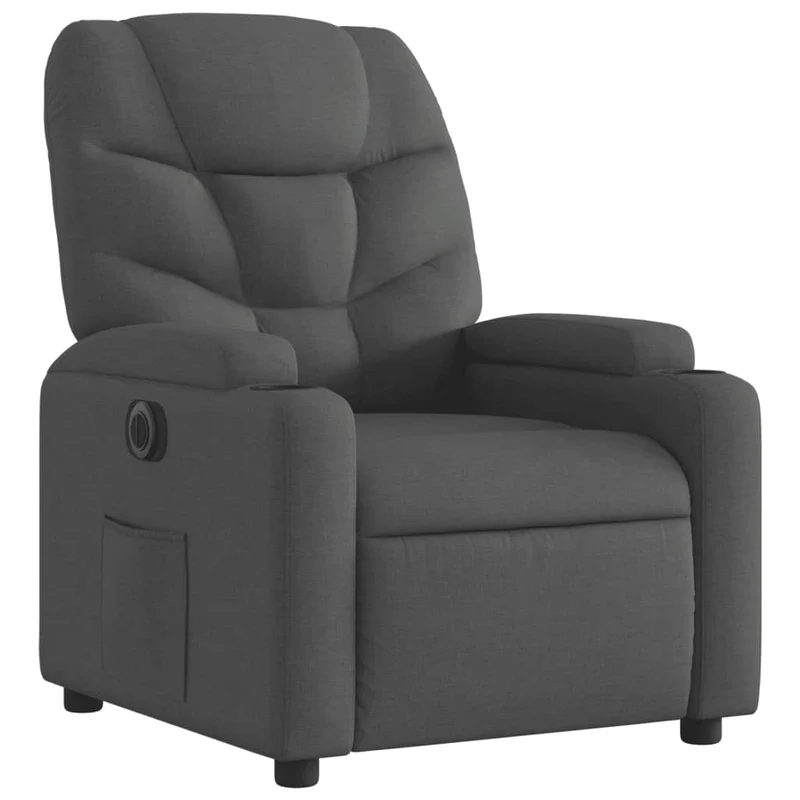 Fauteuil relax TV fonction d'inclinaison électrique très confortable en tissu noir DEC028483