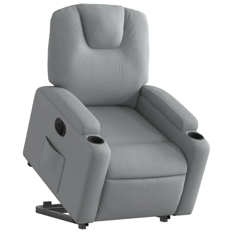 Fauteuil relax TV fonction de levage électrique très confortable en tissu gris clair DEC028319
