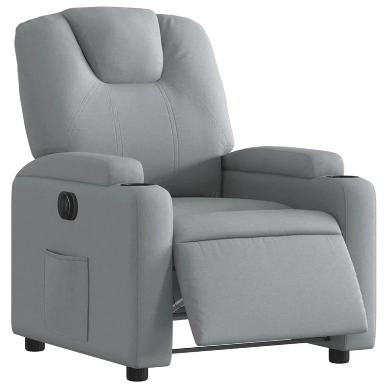 Fauteuil relax TV fonction d'inclinaison électrique très confortable en tissu gris clair DEC028312