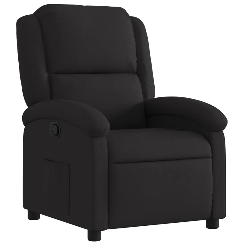 Fauteuil relax TV rembourrage confortable fonction d'inclinaison manuelle en tissu noir DEC028099
