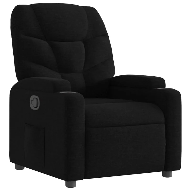 Fauteuil relax TV rembourrage confortable fonction d'inclinaison manuelle en tissu noir DEC028092