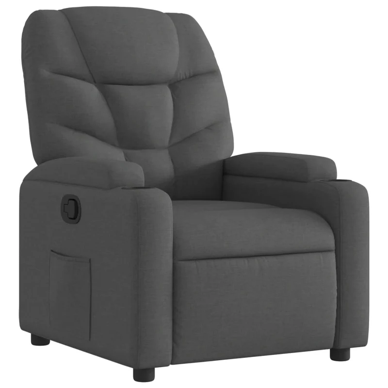Fauteuil relax TV rembourrage confortable fonction d'inclinaison manuelle en tissu gris foncé DEC027941