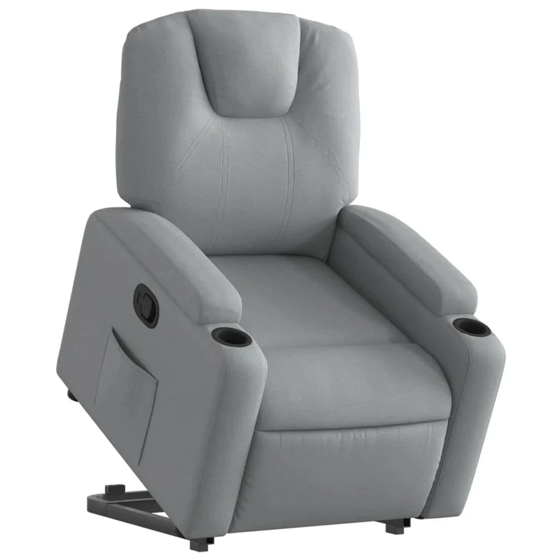 Fauteuil relax TV rembourrage confortable fonction de levage électrique en tissu gris clair DEC027889