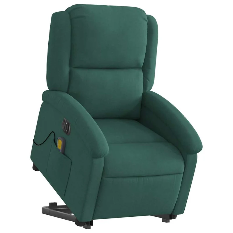 Fauteuil de relaxation fonction massage et inclinable en velours vert foncé DEC027881