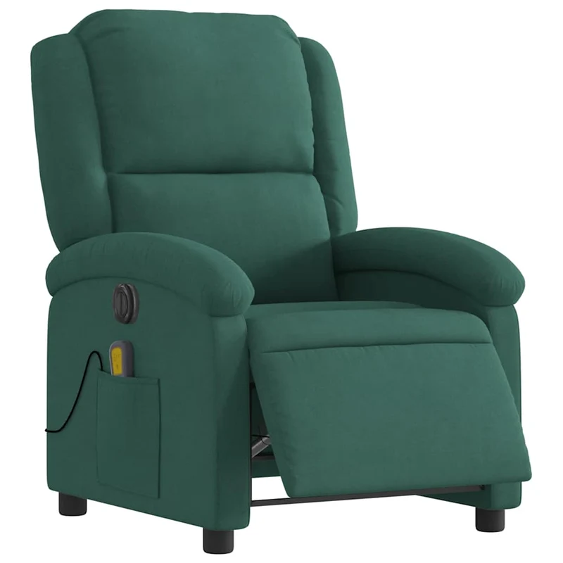 Fauteuil de relaxation fonction massage et inclinable en velours vert foncé DEC027880