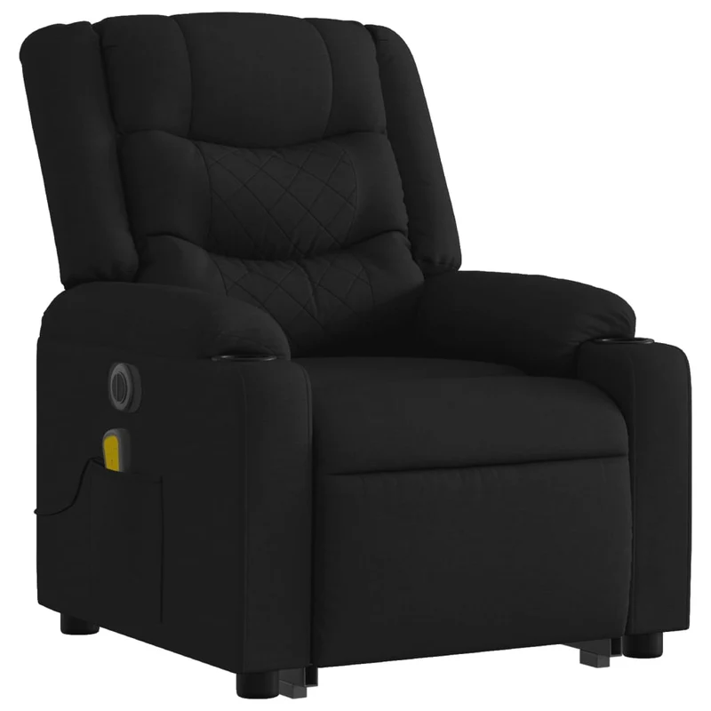 Fauteuil de relaxation fonction massage et inclinable fonction de levage électrique en tissu noir DEC027812