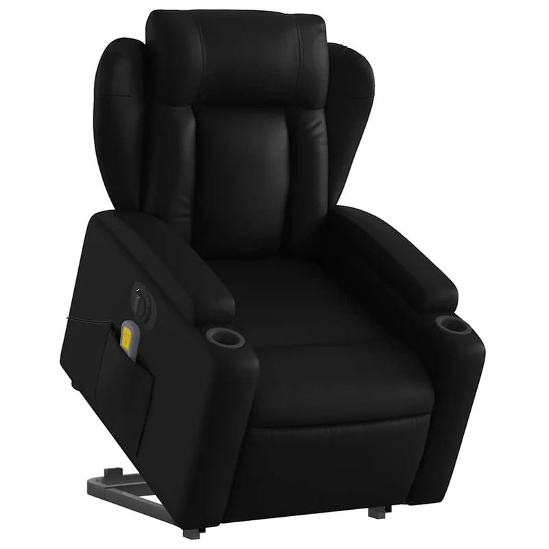 Fauteuil de relaxation fonction massage et inclinable fonction de levage électrique en PVC noir DEC027808