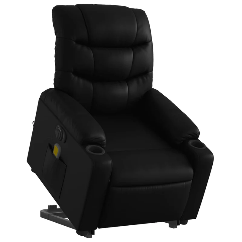Fauteuil de relaxation fonction massage et inclinable fonction de levage électrique en PVC noir DEC027803