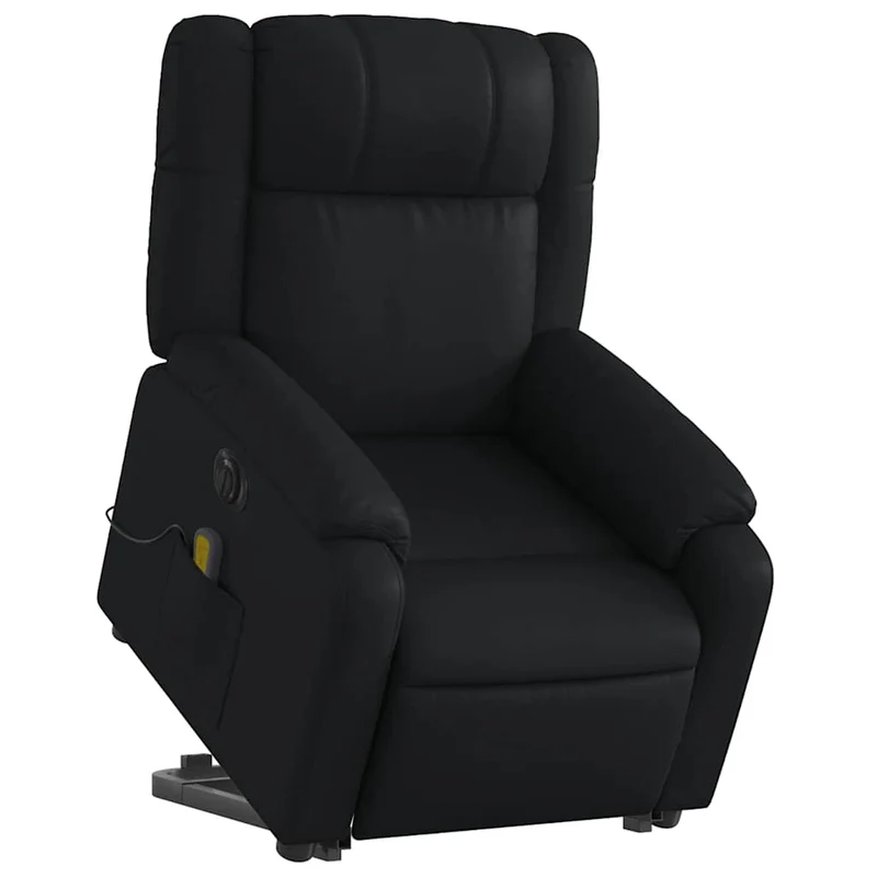 Fauteuil de relaxation fonction massage et inclinable fonction de levage électrique en PVC noir DEC027802