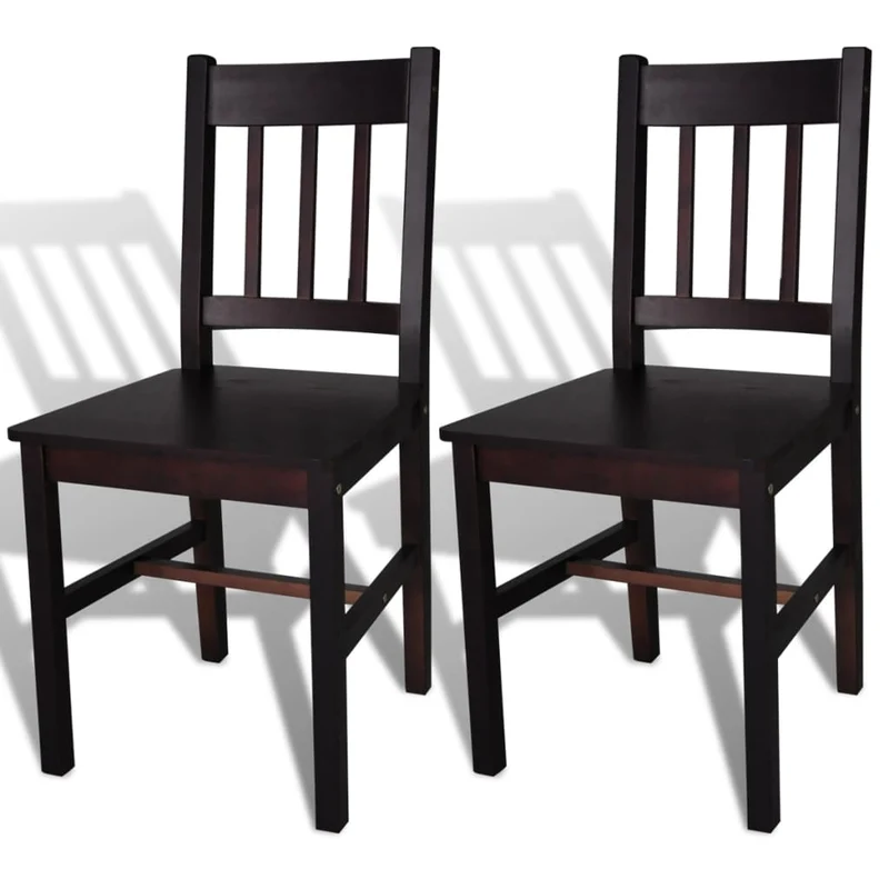Set de 2 chaises de salle à manger design rustique en bois marron foncé DEC025540