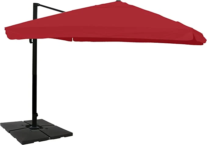 Parasol de restauration 3x4m (Ø5m) polyester/aluminium 26kg bordeaux avec pied 04_0003536