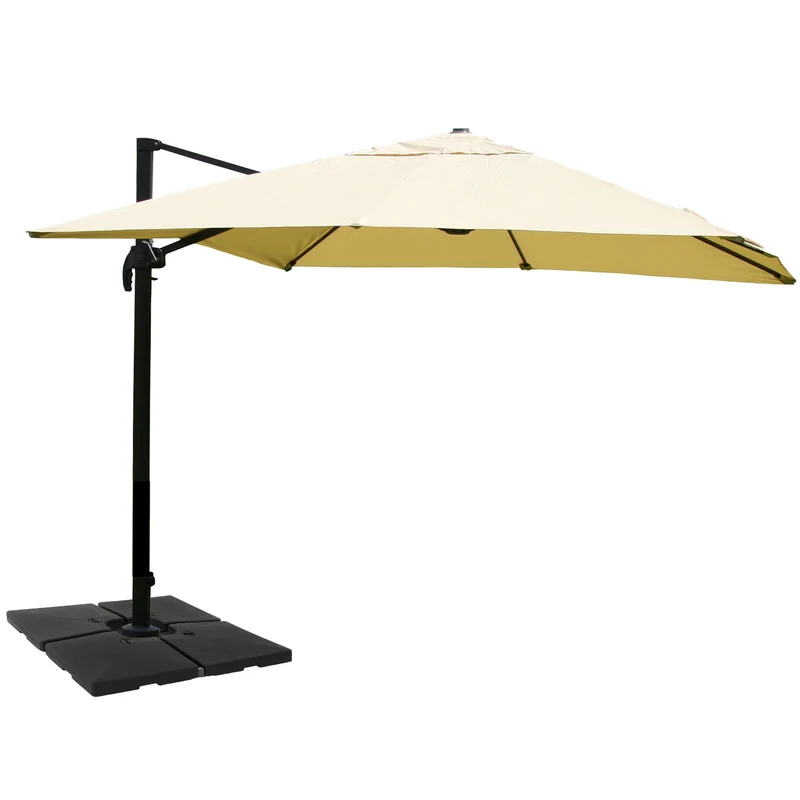 Parasol professionnel restaurant pour jardin terrasse 3x4m (Ø5m) polyester aluminium/acier 26kg crème avec pied 04_0003312