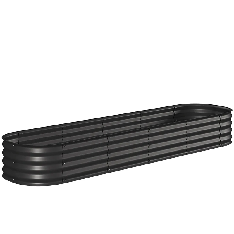 Jardinière surélevée rectangulaire 240 x 62 x 30 cm modulable et retient chaleur style contemporain épuré en acier noir 21_0004379